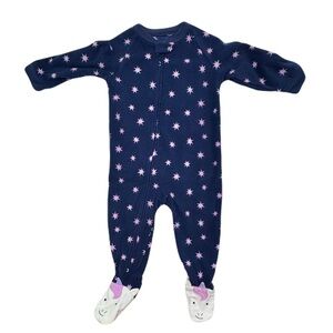 NWOT Carter’s Child of Mine Fleece Purple Unicorn Non-Slip Footie Pajamas 18M